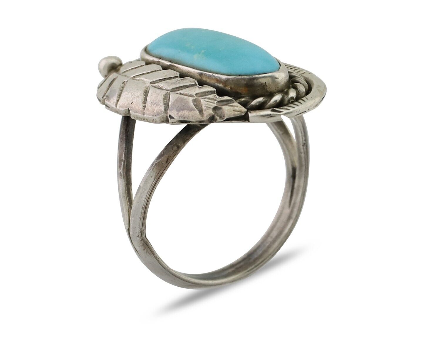 Navajo Handmade Ring 925 Silver Kingman Turquoise Native American Artist C.80's
