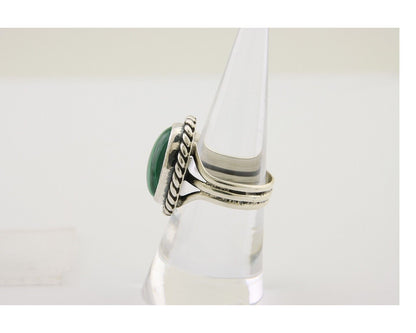 Navajo Ring 925 Silver Natural Malachite Native American Artist C.80's