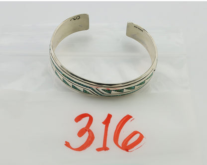 Navajo Inlay Bracelet 925 Silver Kingman Turquoise Signed Stanley Bain C.80's