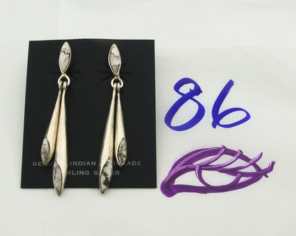 Navajo Dangle Earrings Sterling Silver Buffalo Turquoise Vintage Handmade