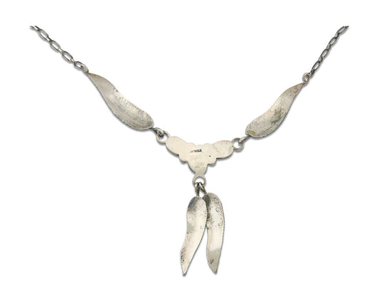 Vintage Navajo Necklace 925 Silver Coral & Turquoise Native Artist Handmade