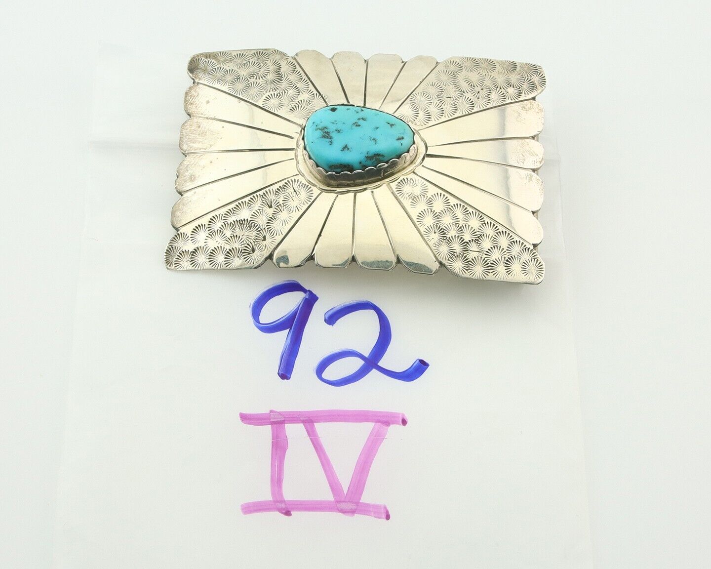 Vintage Navajo Belt Buckle 925 Silver Natural Turquoise Native Artist