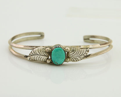 Navajo Cuff Bracelet Blue Turquoise 925 Silver Native Artist Signed BD C.80's