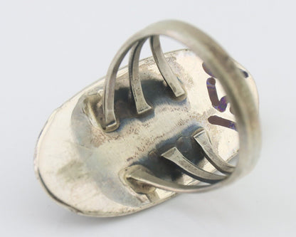 Navajo Ring 925 Silver Natural Blue Turquoise Artist Signed USA C.80's
