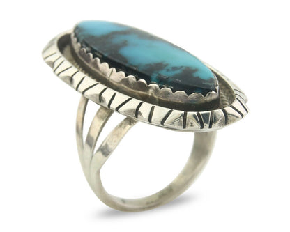 Navajo Ring 925 Sterling Turquoise Handmade Native Artist C.80's Size 8.25