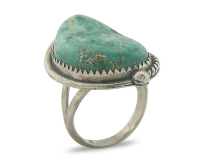 Vintage Navajo Ring 925 Sterling Authentic Turquoise Artist Signed TS Size 7.25