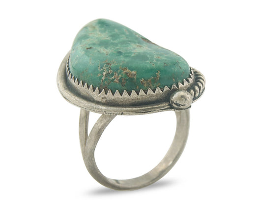 Vintage Navajo Ring 925 Sterling Authentic Turquoise Artist Signed TS Size 7.25