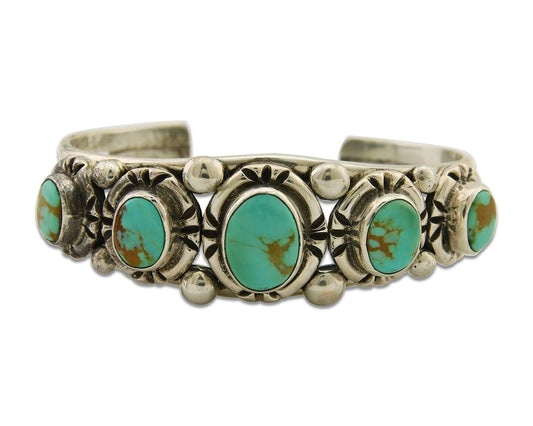 Navajo Bracelet 925 Silver Turquoise Cuff Artist Signed Gecko C.80's
