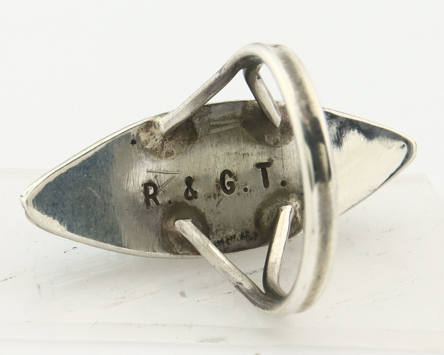 Vintage Zuni Ring 925 Sterling Silver Natural Gemstone Signed R & GT Size 7.5
