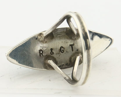 Vintage Zuni Ring 925 Sterling Silver Natural Gemstone Signed R & GT Size 7.5