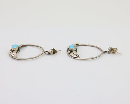 Navajo Dangle Earrings 925 Silver Natural Blue Turquoise Native Artist C80s