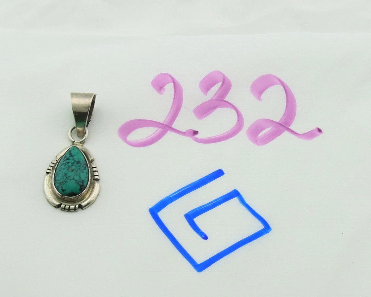 Navajo Pendant 925 Sterling Silver Natural Turquoise Vintage Artist Signed G