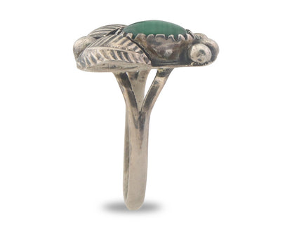 Vintage Navajo Ring 925 Sterling Authentic Traditional Malachite Size 5.75