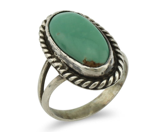 Navajo Ring 925 Silver Kingman Turquoise Artist Signed M Montoya C.80's