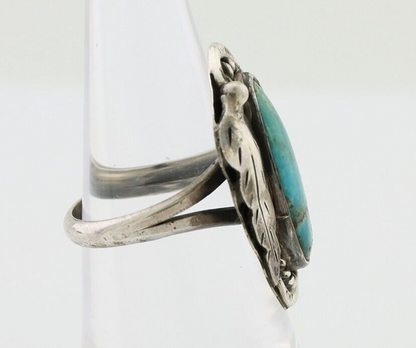 Navajo Handmade Ring 925 Silver Natural Turquoise Signed Jason Livingston C.80's