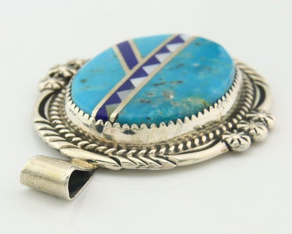 Navajo Pendant Sterling Silver Natural Gemstone Vintage Authentic Signed M Begay