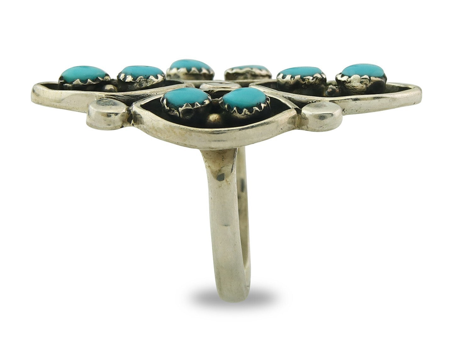 Vintage Zuni Ring 925 Sterling Authentic Natural Turquoise Native Artist Sz 5.25