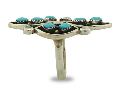 Vintage Zuni Ring 925 Sterling Authentic Natural Turquoise Native Artist Sz 5.25