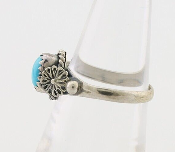 Navajo Ring 925 Silver Kingman Turquoise Native American Artist Made In 1985