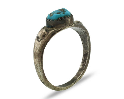 Zuni Ring .925 Silver Natural Blue Turquoise Native American Artist C.80's