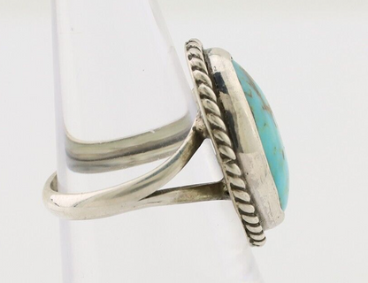 Navajo Ring 925 Silver Kingman Turquoise Native American Artist C.80's