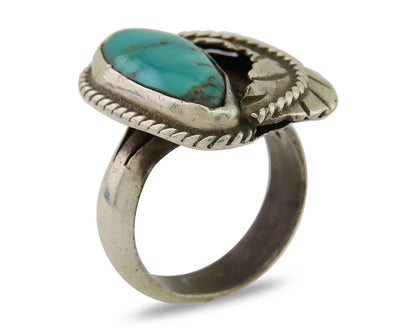 Navajo Ring 925 Sterling Silver Blue Turquoise Native American Artist C.80's
