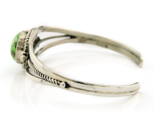 Navajo Cuff Bracelet Sterling Silver Green Turquoise Vintage