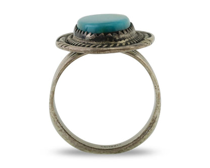 Navajo Ring 925 Silver Natural Turquoise Native American Artist C.80's