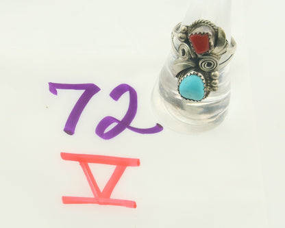 Vintage Navajo Ring 925 Sterling Natural Gemstones Signed Justin Morris Sz 7.5
