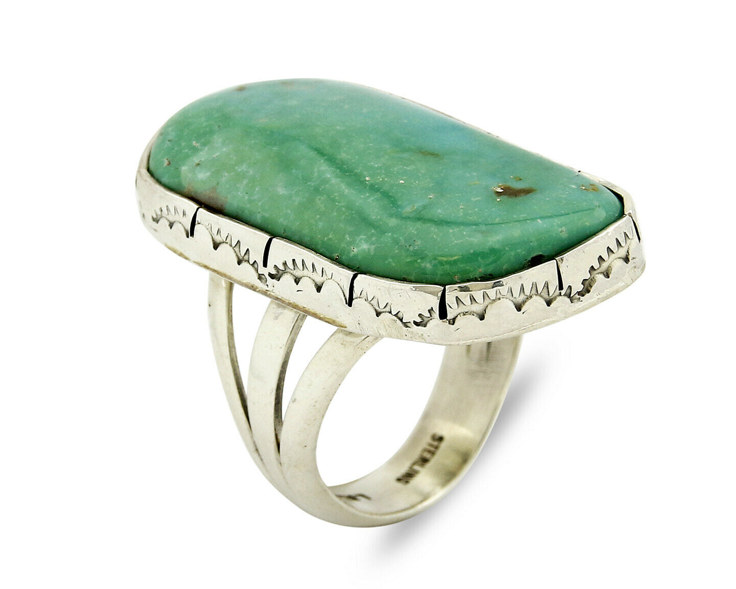 Navajo Signed L. Bennette .925 SOLID Silver Natural Turquoise Ring