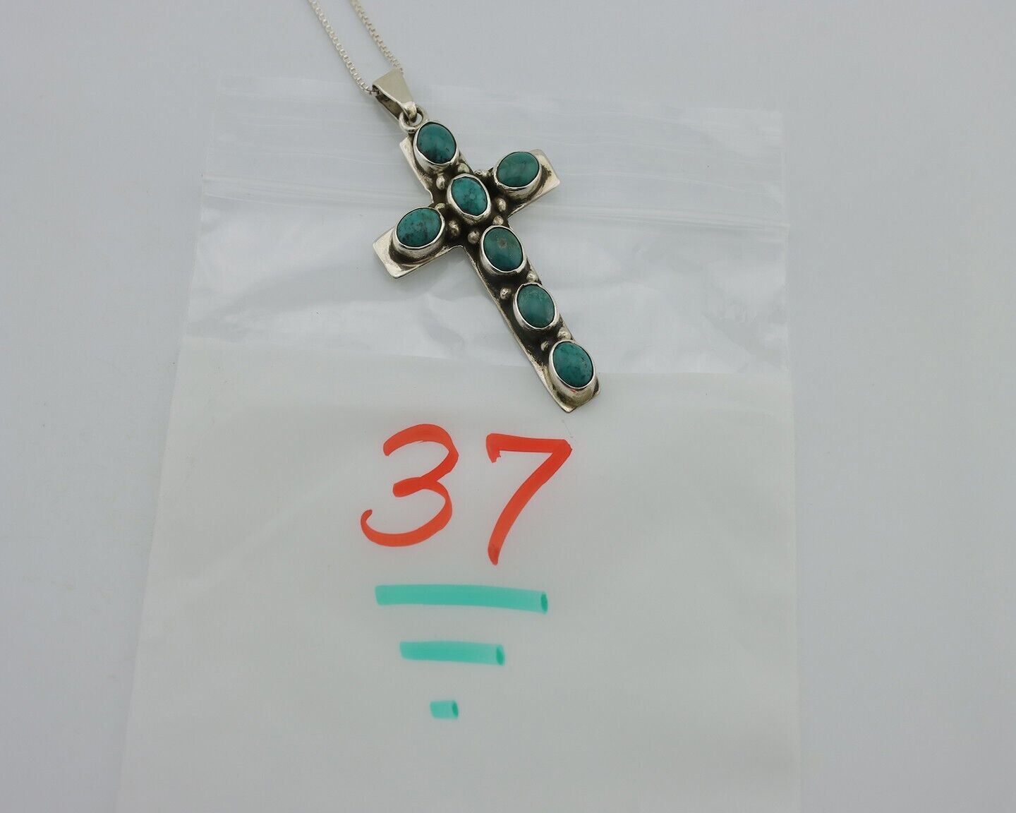 Navajo Necklace 925 Silver Aqua Turquoise Artist Signed C Montoya C.80's