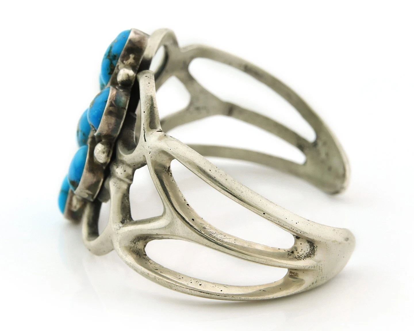 Navajo Bracelet Sterling Silver Turquoise Vintage Artist Signed Mike Platero