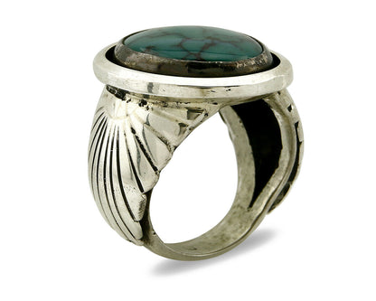 Navajo Ring .925 SOLID Silver China Mountain Turquoise Signed Doug Zachary C.80