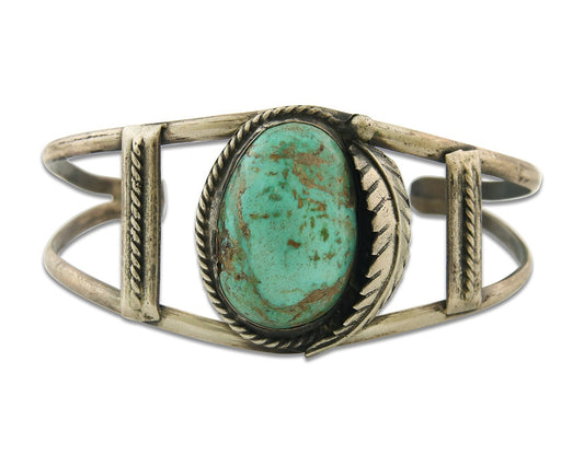 Vintage Navajo Bracelet 925 Silver Turquoise Handmade Authentic Signed 0434