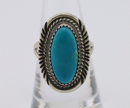 Navajo Ring 925 Silver Natural Blue Turquoise Artist Signed M BEGAY C.80's