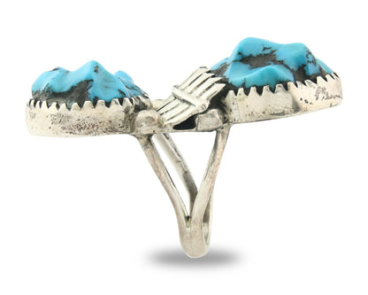 Vintage Zuni Ring 925 Sterling Silver Turquoise Signed RLB Size 6.0