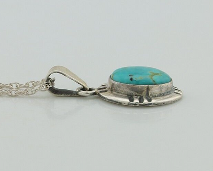 Navajo Necklace 925 Silver Natural Kingman Turquoise Native American C.80s