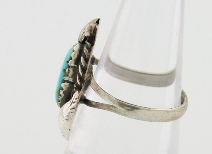 Navajo Ring 925 Silver Natural Blue Turquoise Native American Artist C.80's