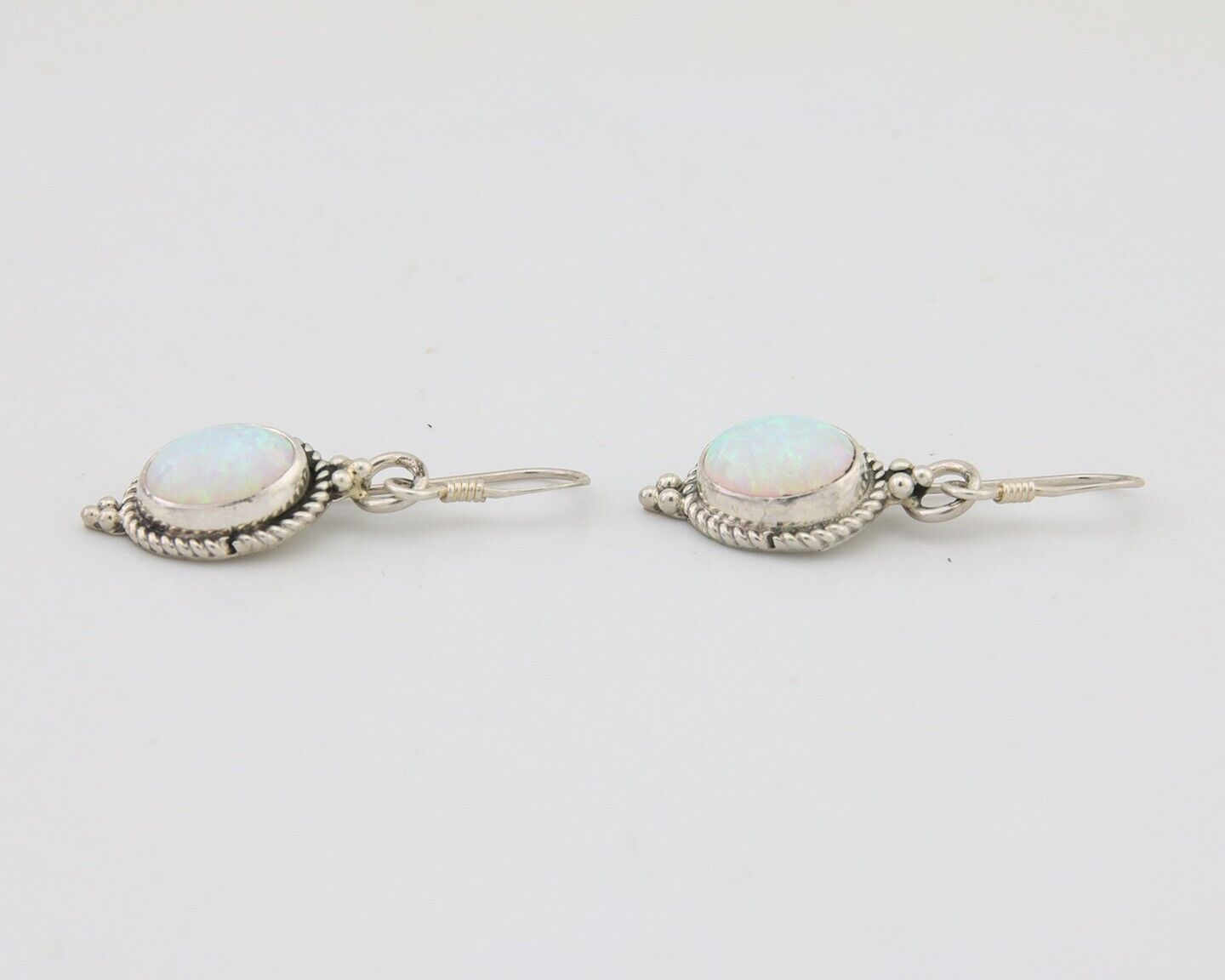 Navajo Dangle Earrings 925 Silver Natural Opal Native Artist C.80's