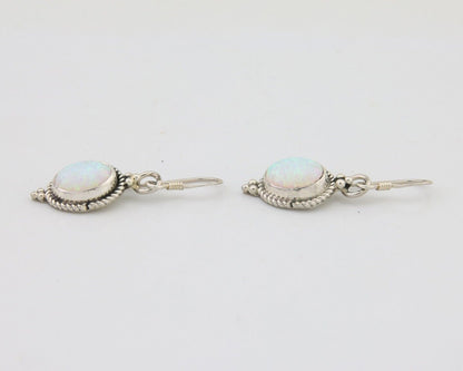 Navajo Dangle Earrings 925 Silver Natural Opal Native Artist C.80's