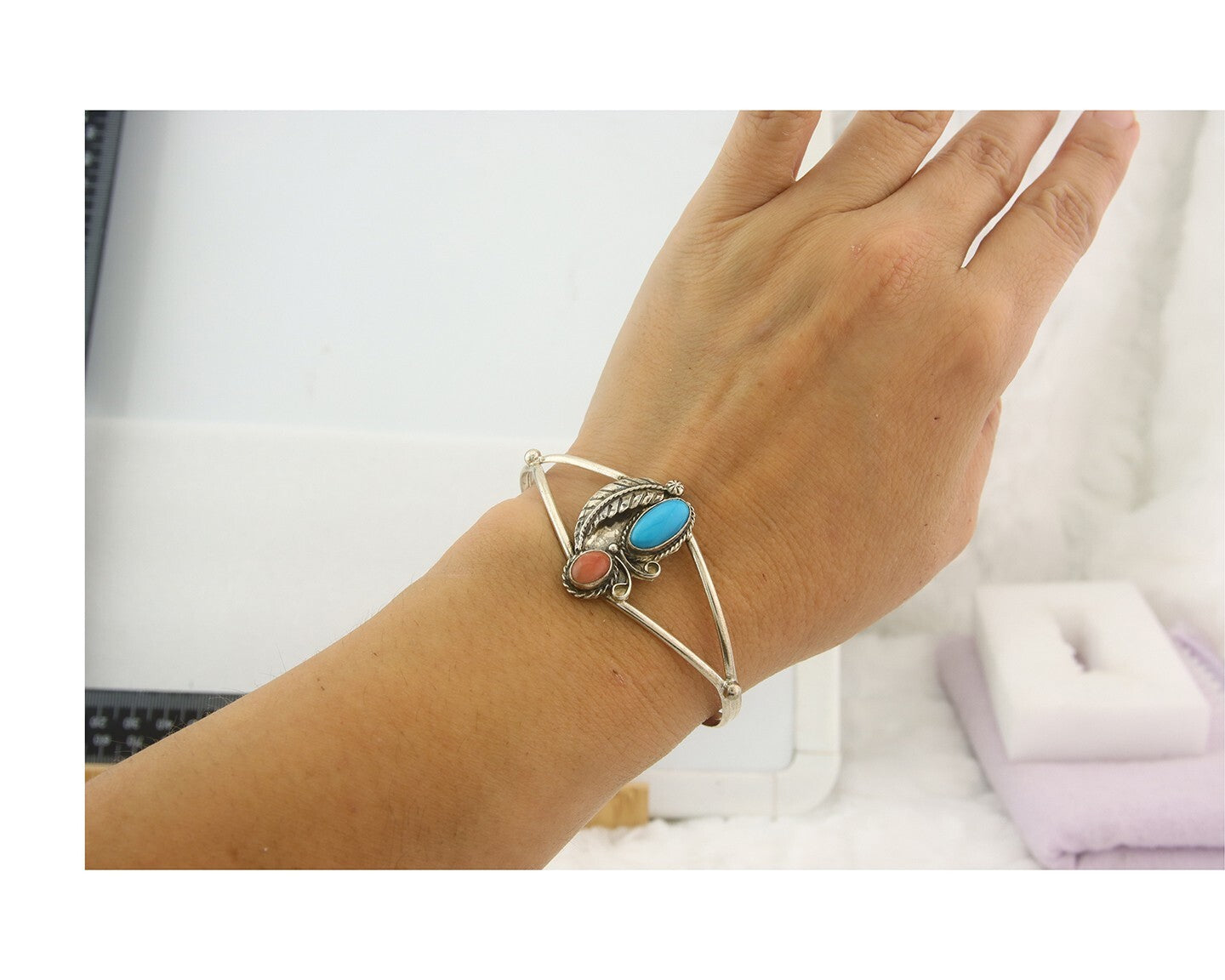 Vintage Navajo Bracelet 925 Silver Handmade Authentic Gemstone Traditional