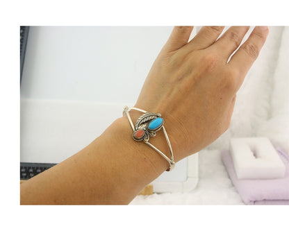 Vintage Navajo Bracelet 925 Silver Handmade Authentic Gemstone Traditional