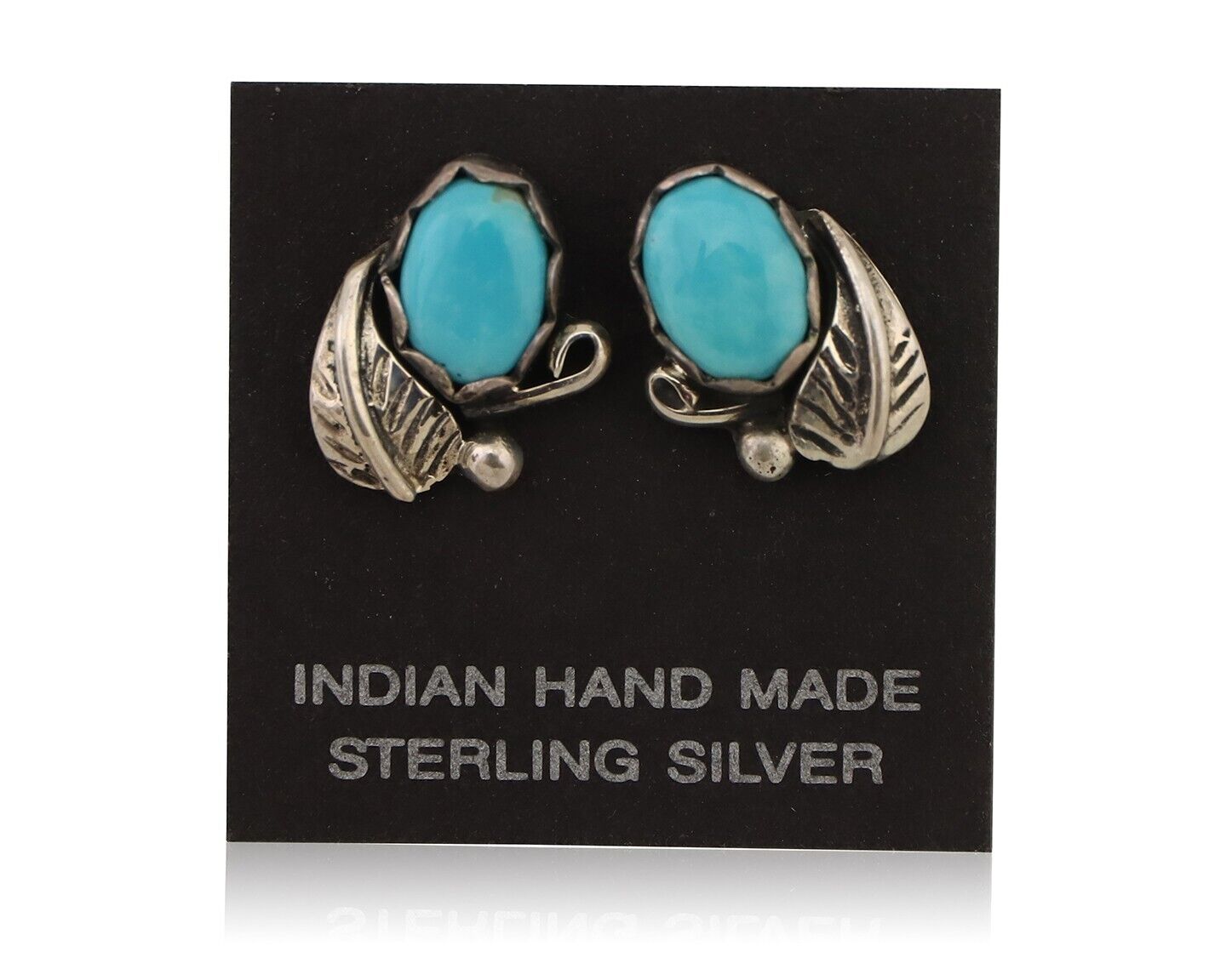 Navajo Handmade Earrings 925 Silver Natural Turquoise Native Artist C.80's