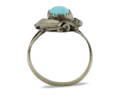 Navajo Ring .925 Silver Sleeping Beauty Turquoise Native American Artist C.80's