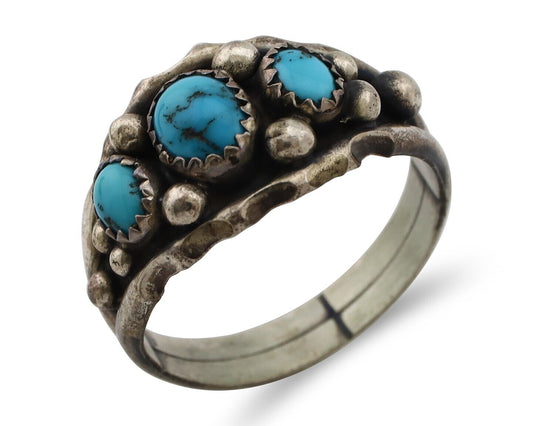 Navajo Ring 925 Silver Turquoise Artist Signed E SkyStone Creations C.80's