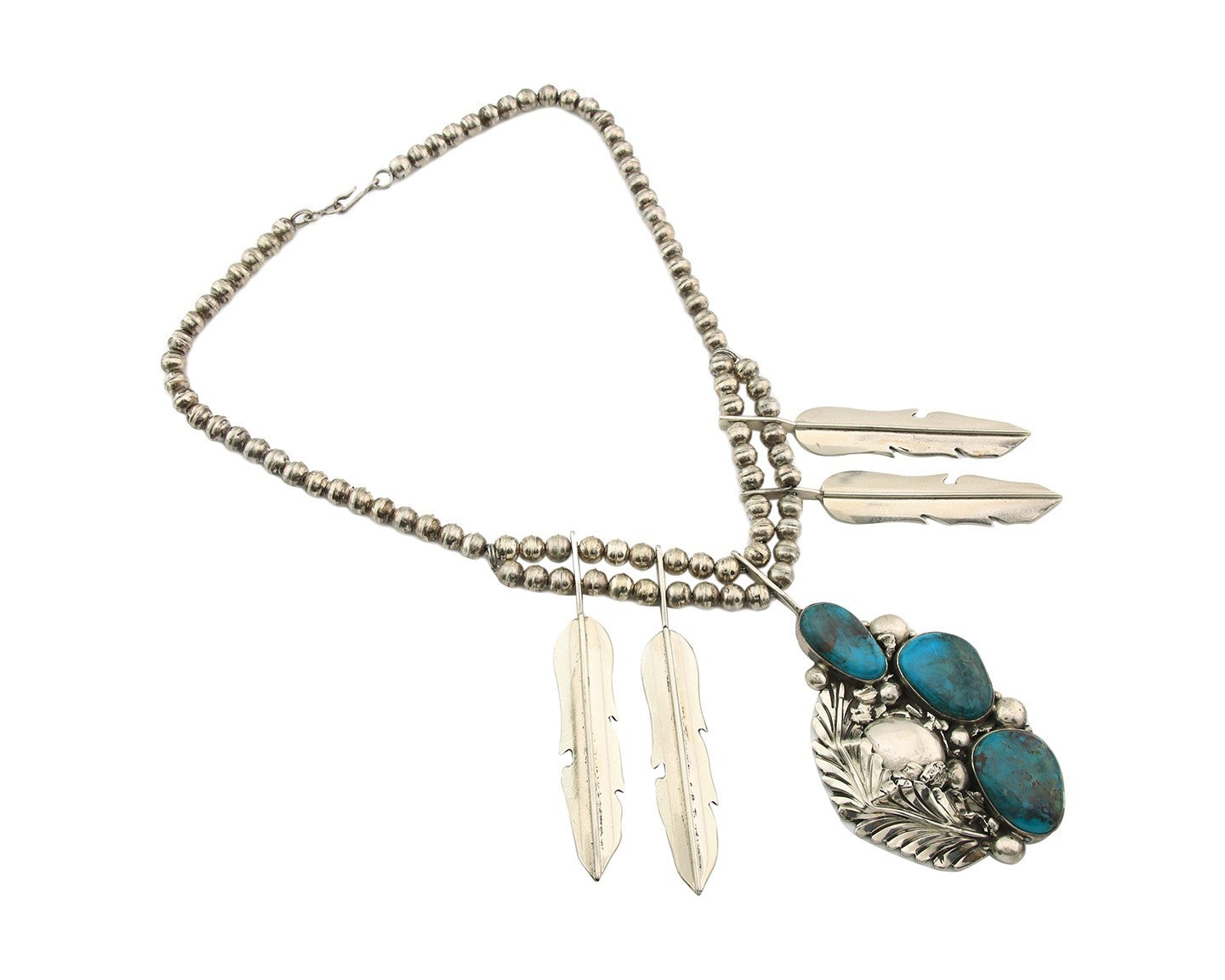 Navajo Necklace Sterling Silver Turquosie Authentic Vintage Signed Ben S