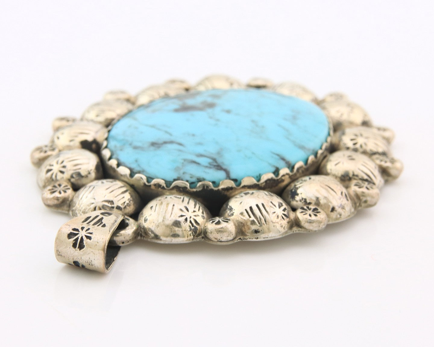 Navajo Pendant Sterling Silver Authentic Turquoise Vintage Artist Signed