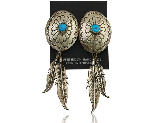 Navajo Earrings 925 Silver Turquoise Native American Artist C.80's