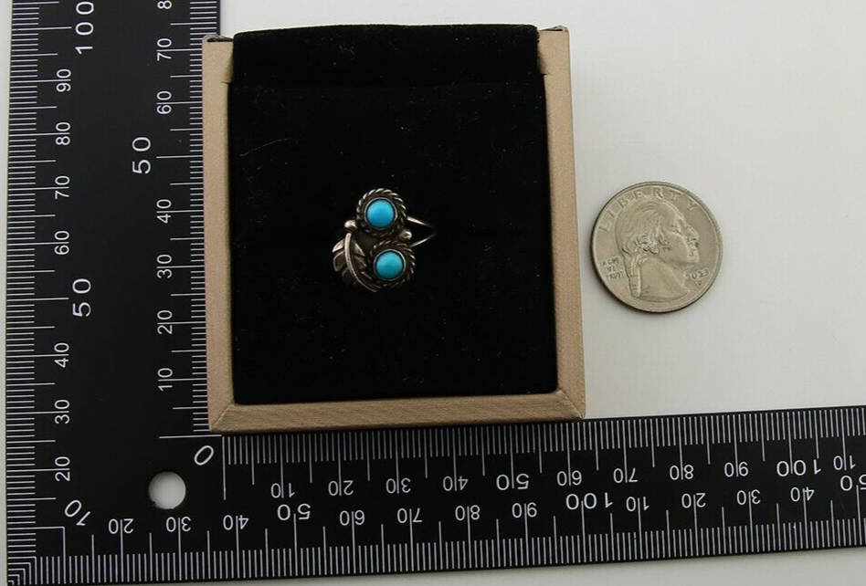 Navajo Ring 925 Sterling Silver Natural Turquoise Native American Artist C.80's