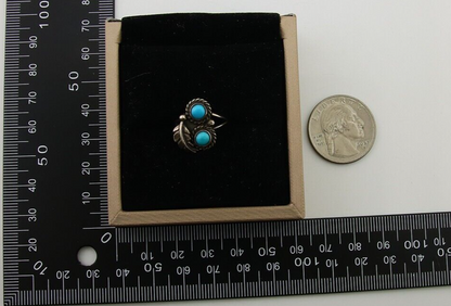 Navajo Ring 925 Sterling Silver Natural Turquoise Native American Artist C.80's